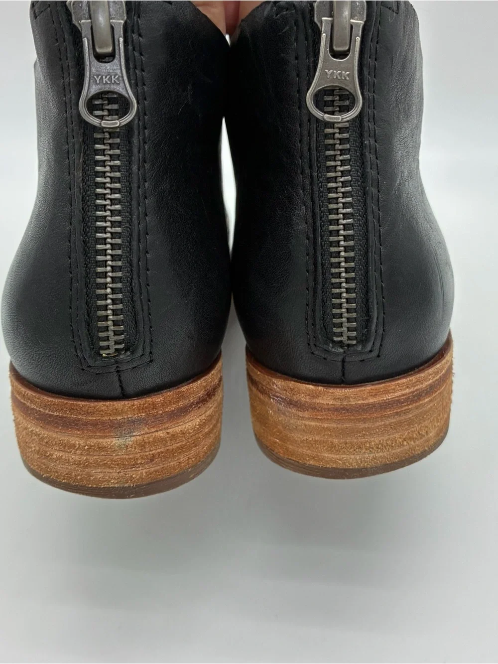 Kork-Ease Black Leather Back Zip Ankle Boots Size 7